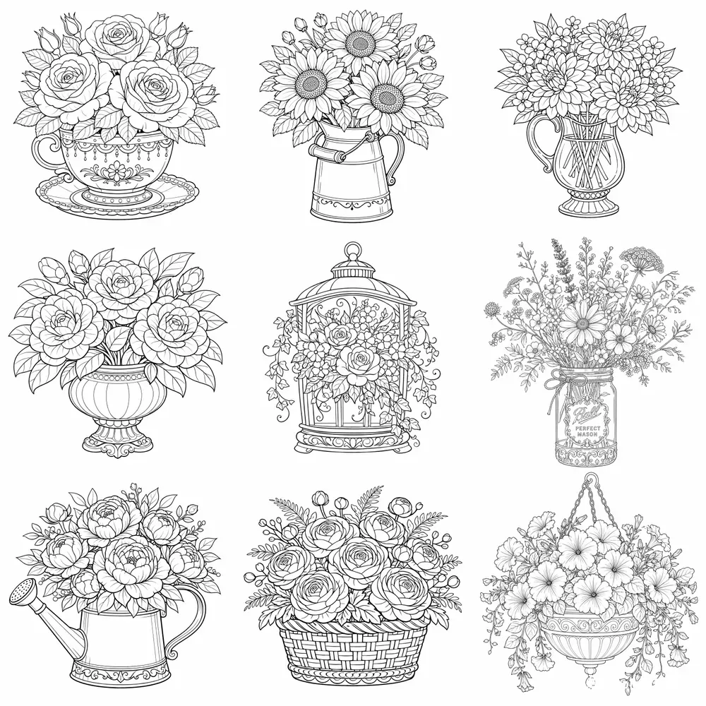 Coloring Beautifully Floral Compositions