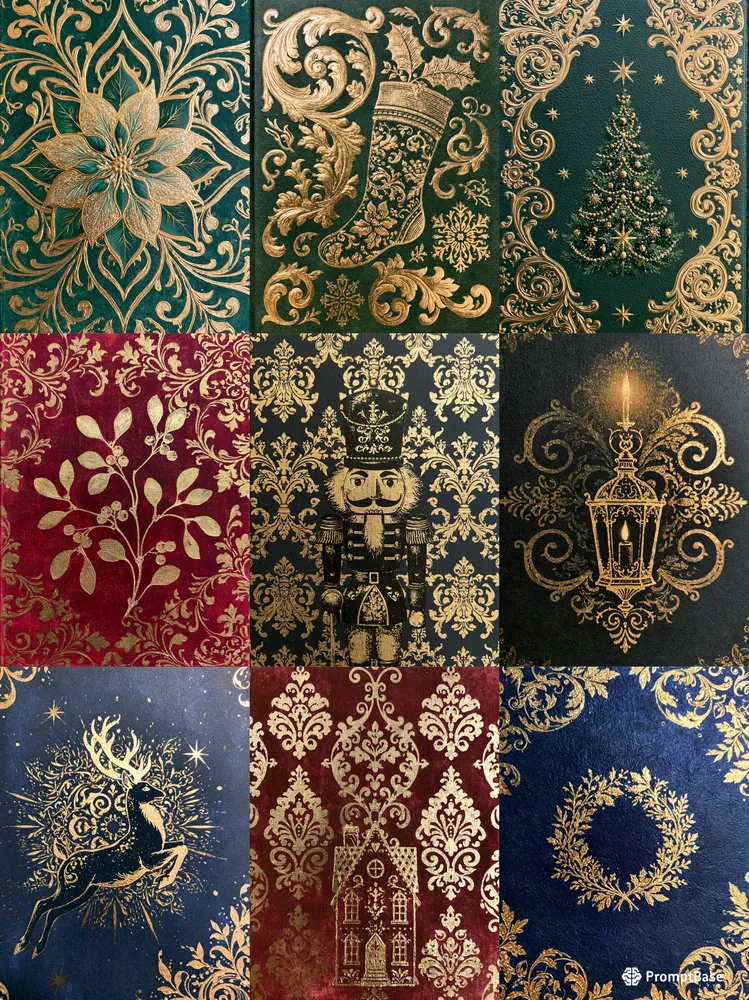 Gold Foil Christmas Junk Journal Pages