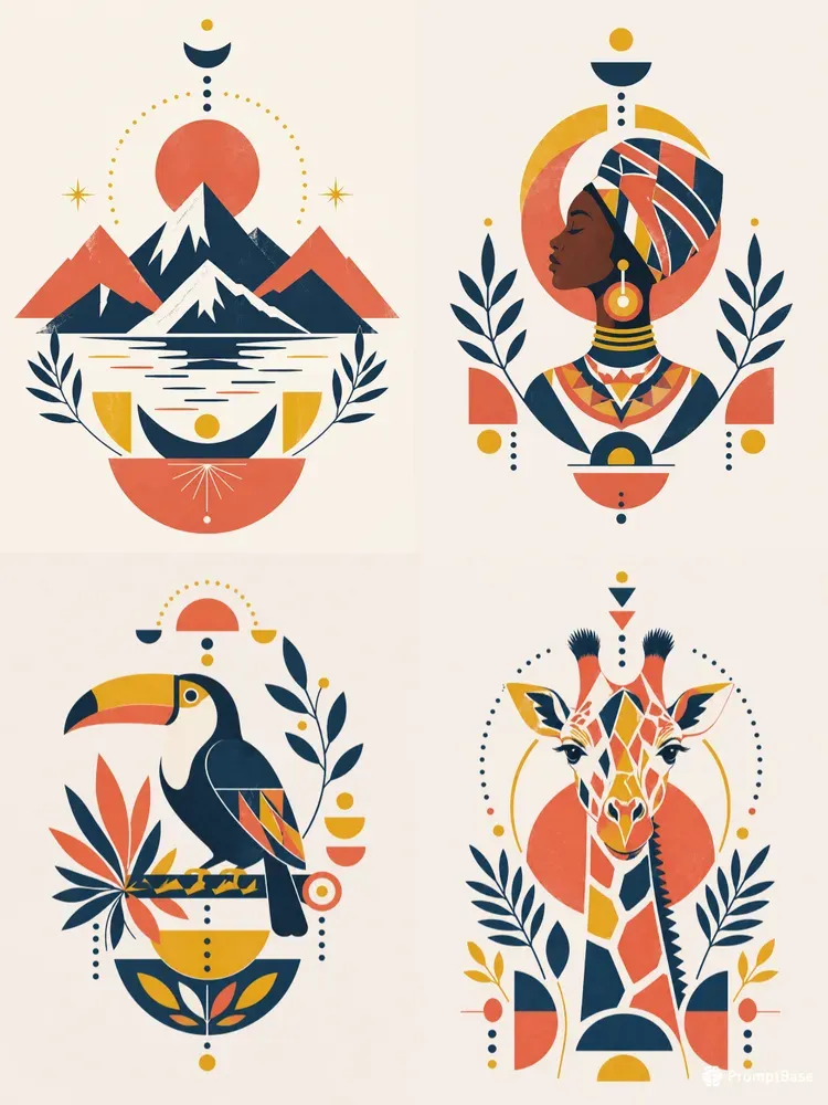 Abstract Geometric African Wall Art