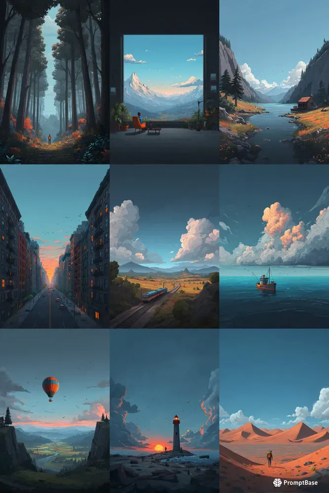 Cinematic Landscape Poster Illustrations