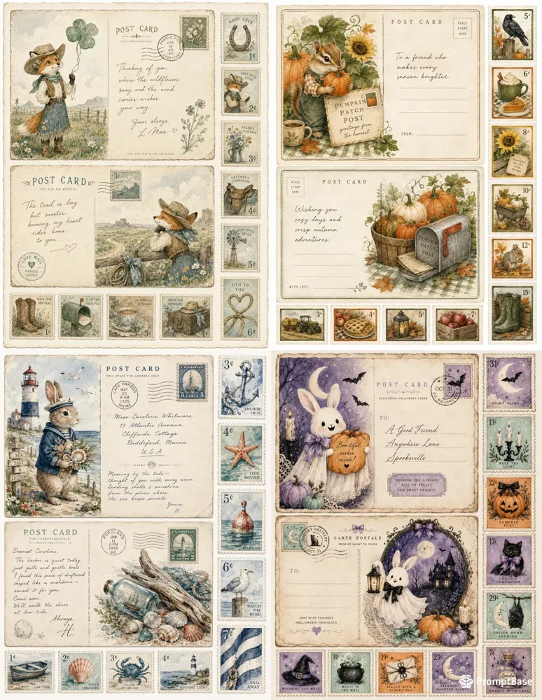 Western Postcard Postage Stamps