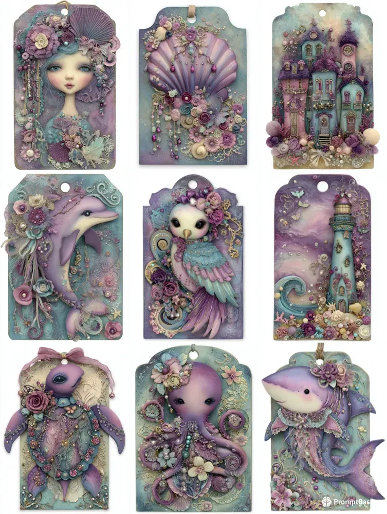 Summer Mermaid Coastal Product Tags