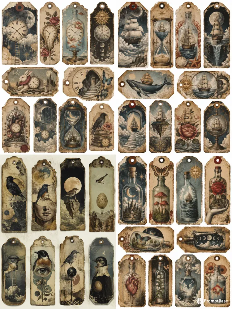 Surreal Junk Journal Tag Ephemera