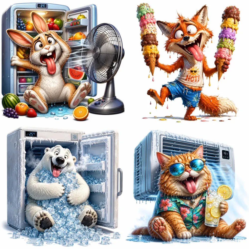 Funny Heatwave Cartoon Animals