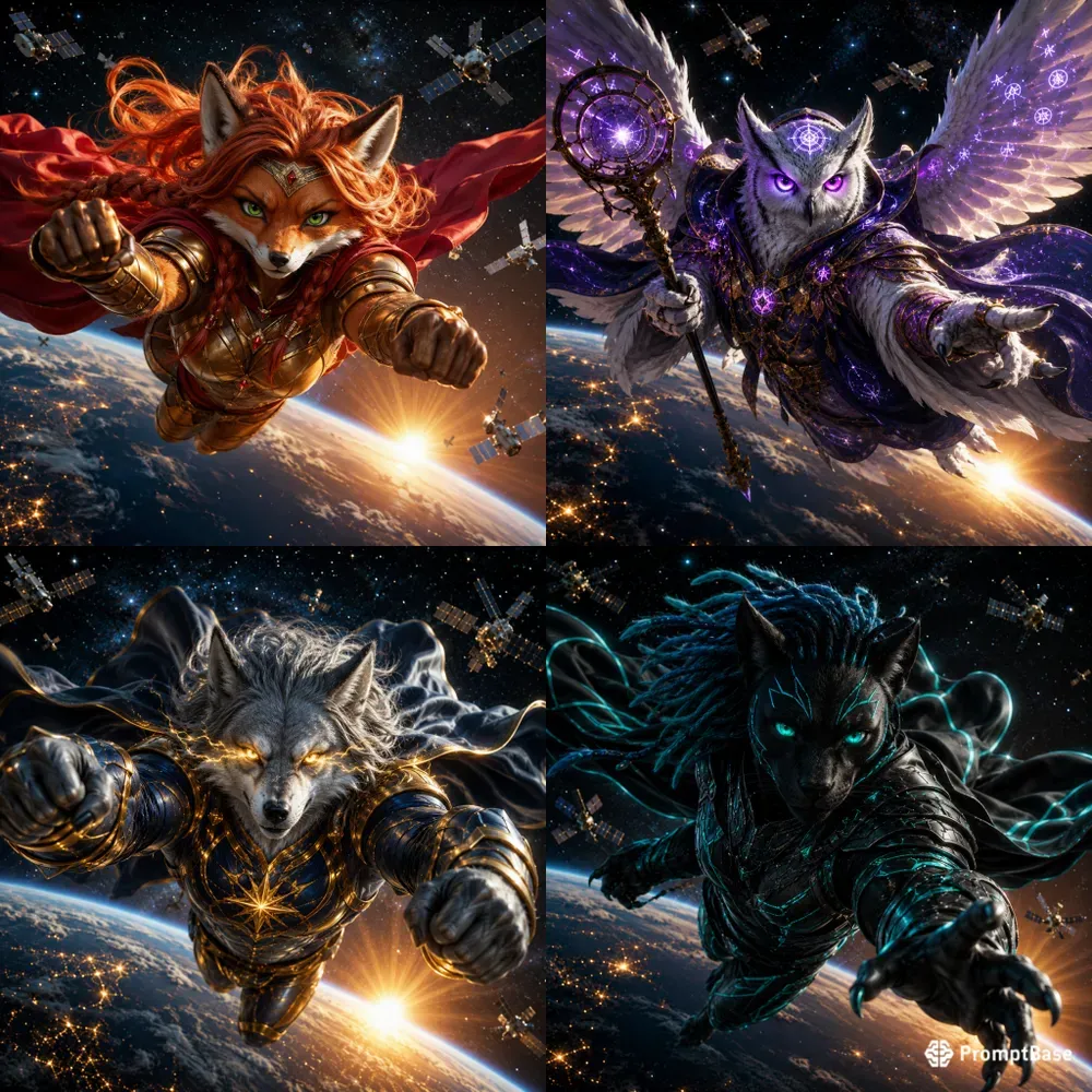 Epic Animal Superheroes In Space