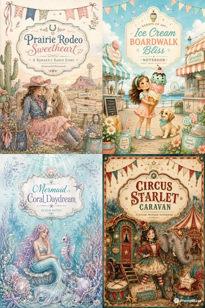 Whimsical Western Notebook Covers