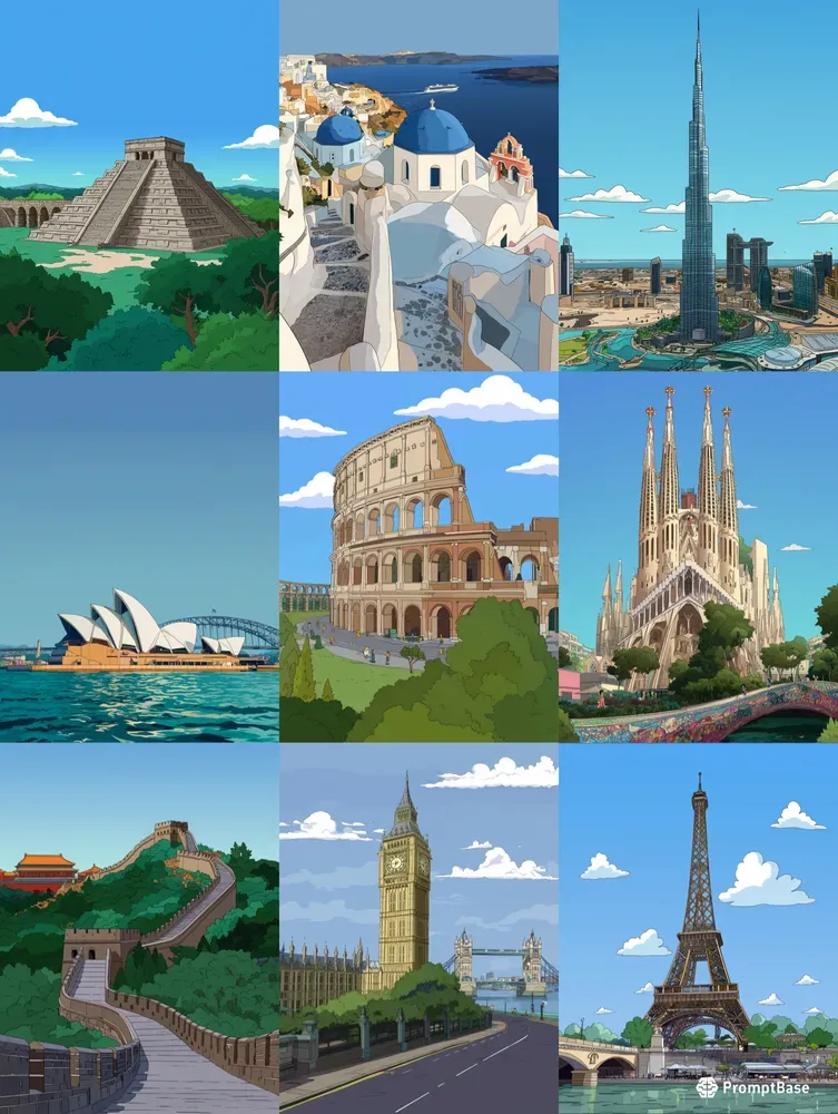 Simpson Landmark City Illustrations