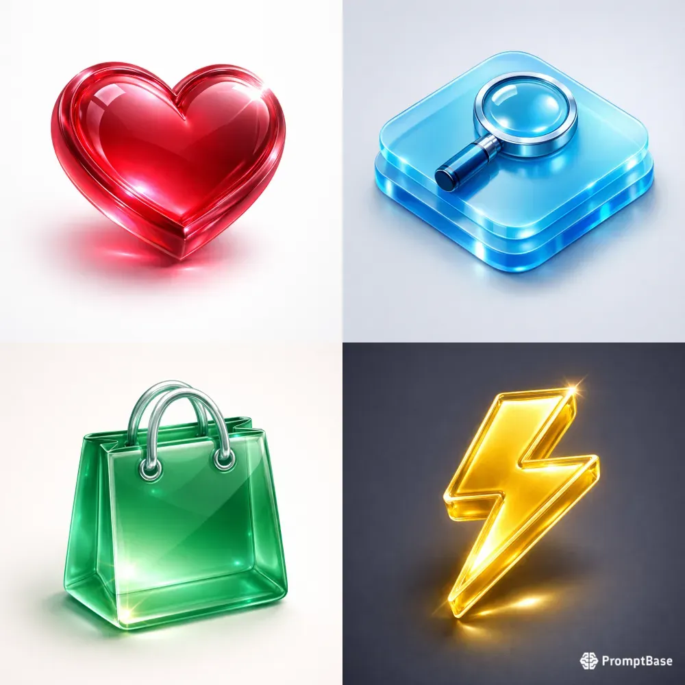 Luxury Glassmorphism 3D App Icons