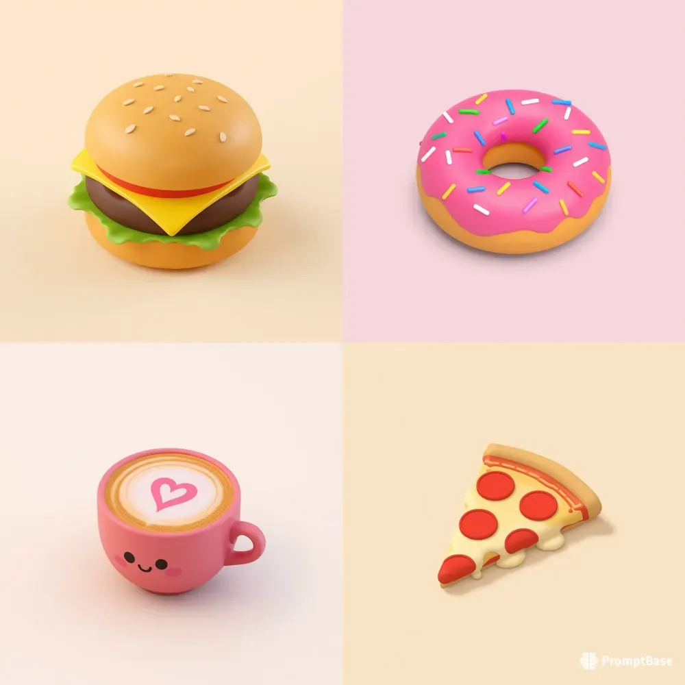 3D Isometric Food Restaurant Icons