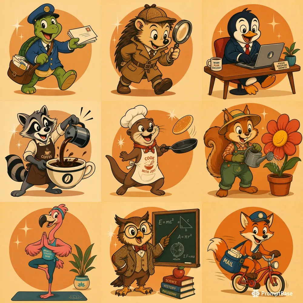 Whimsical Working Animal Characters