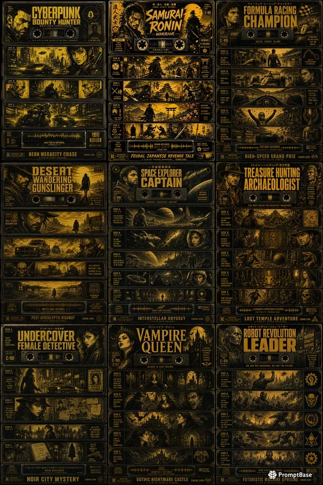 Retro Cassette Cinema Poster Packs