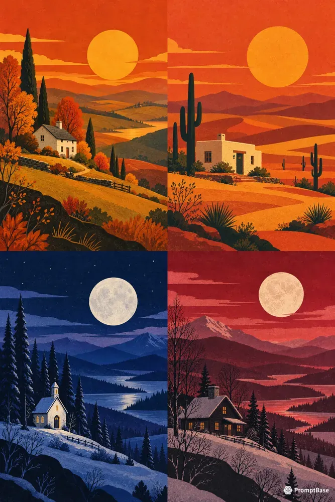 Vintage Editorial Landscape Art