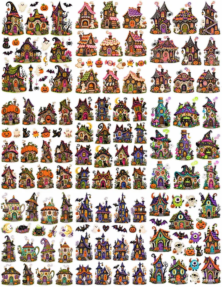 Cute Halloween Cottage Stickers