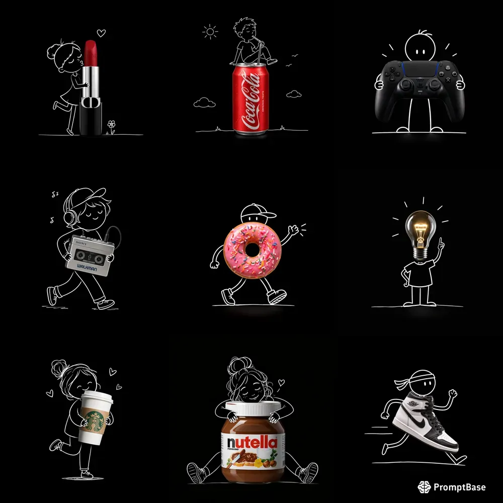 Minimal Doodle Stickman Product Objects