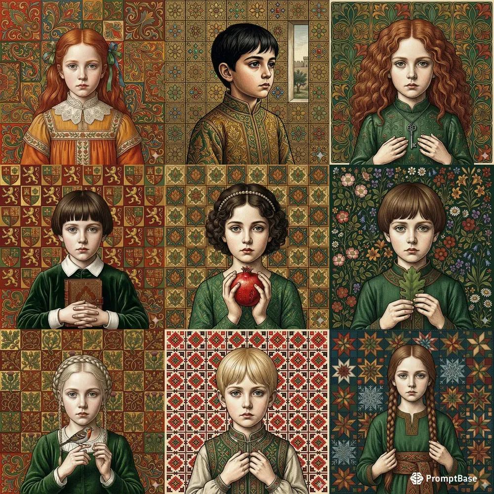 Symbolist Egg Tempera Child Portraits