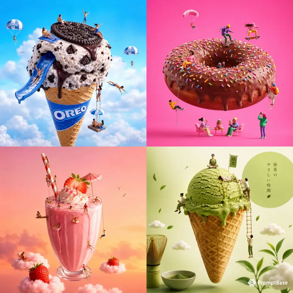 Mini Worlds On Giant Desserts