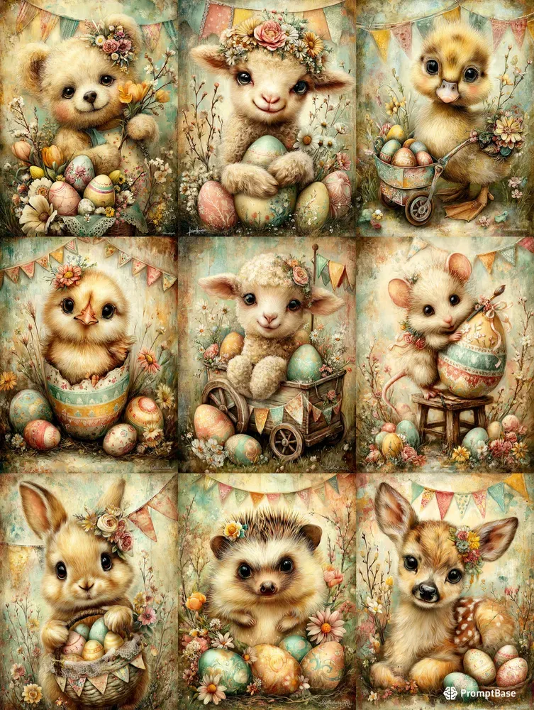 Shabby Chic Easter Cottagecore Characters