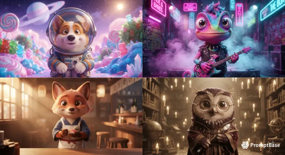 3D Pixarstyle Character Posters