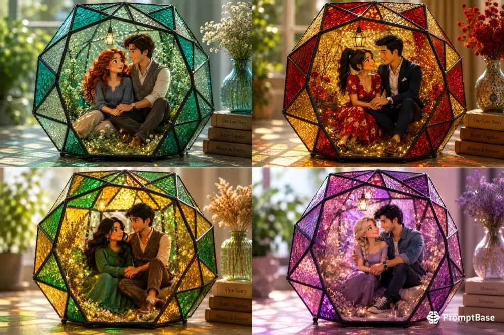 3D Stained Glass Couple Terrarium Photos