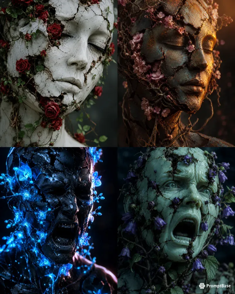 Botanical Marble Portraits