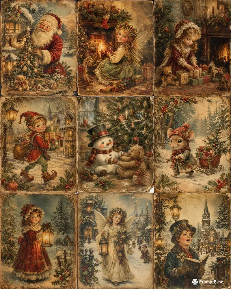 Vintage Christmas Ephemera Character Art