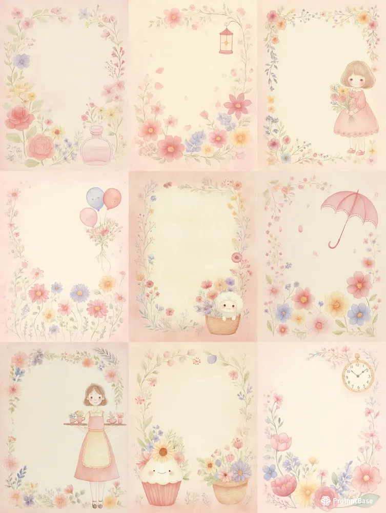 Pastel Floral Garden Frame Junk Journals