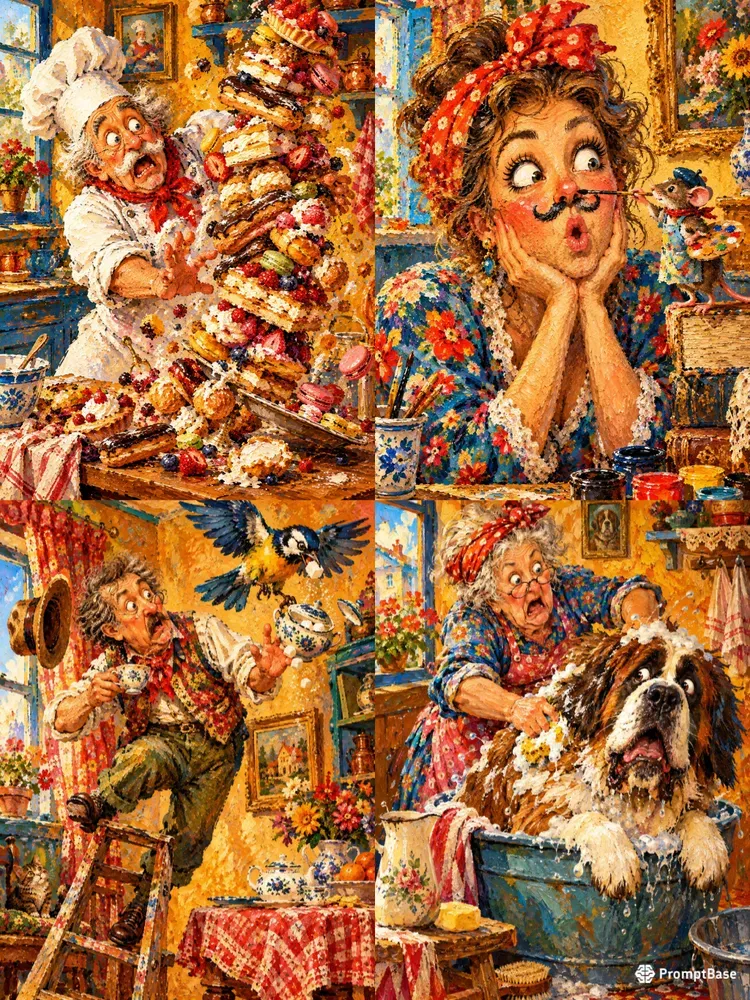 Shocked Characters Oil Art