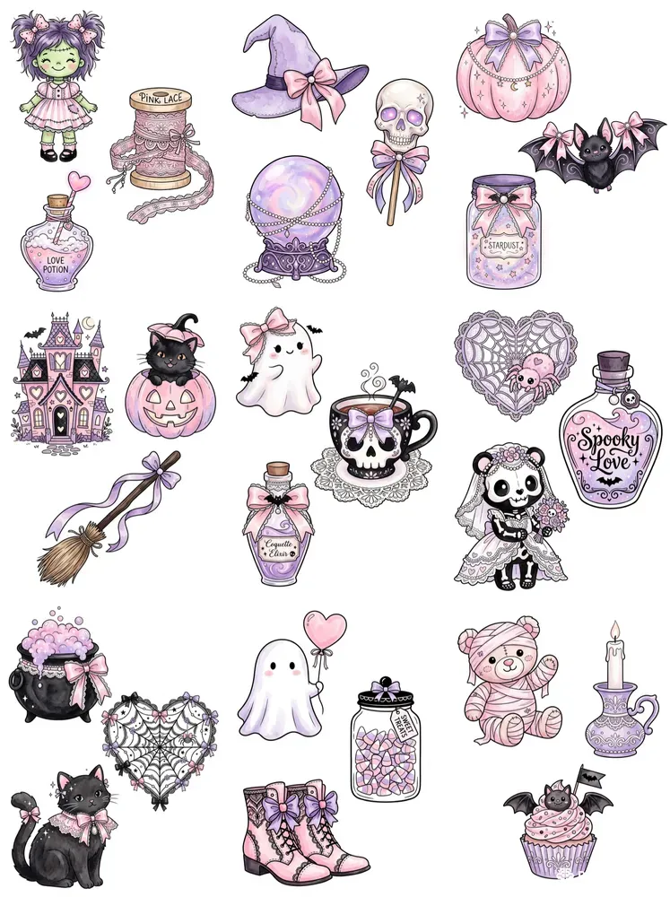 Spooky Coquette Halloween Clipart Sets
