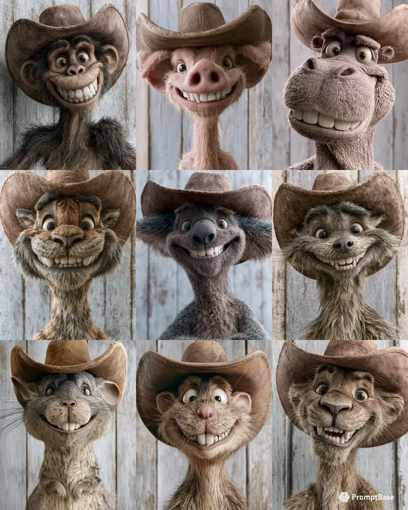 Funny 3D Cowboy Animals