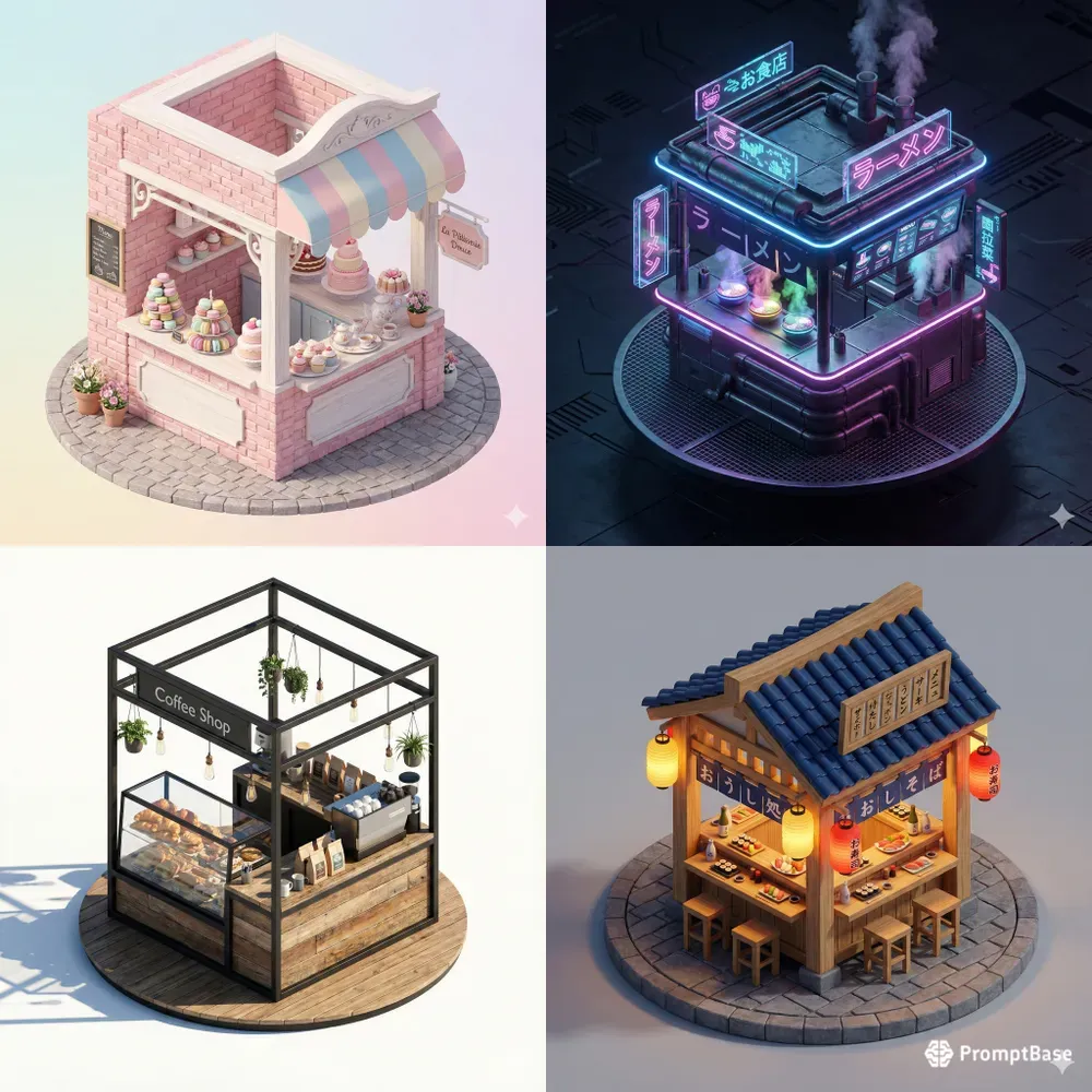 3D Isometric Food Shops
