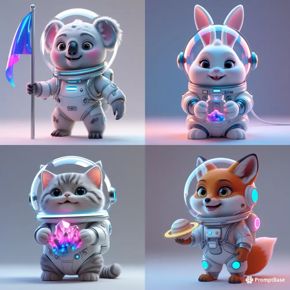 3D Cute Animals Space Explorers