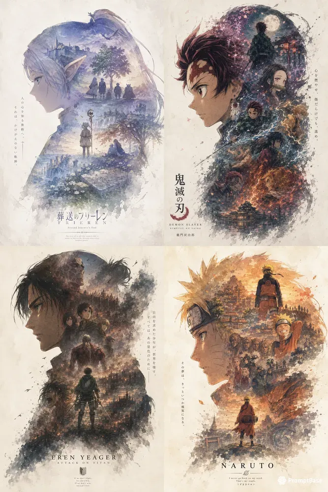 Cinematic Anime Silhouette Posters