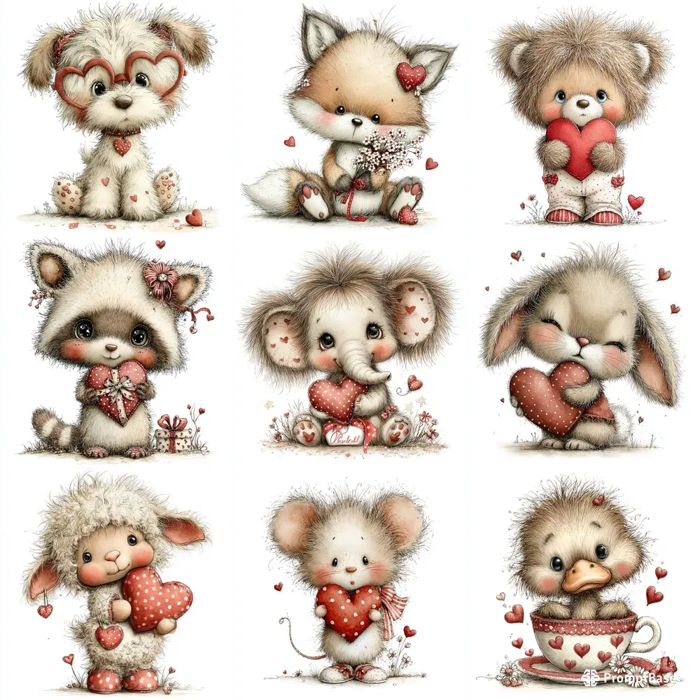 Love Baby Animals Valentine Clipart