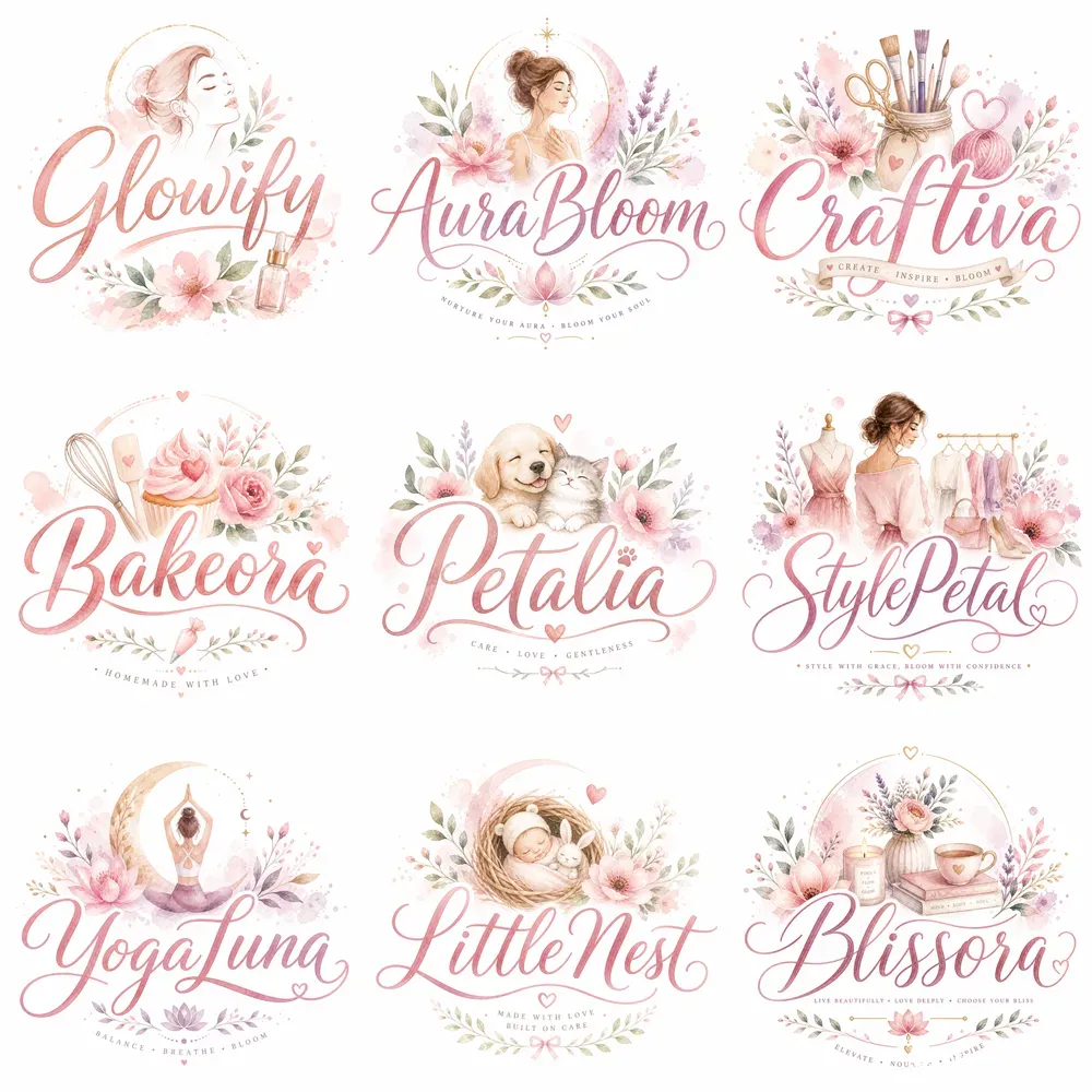 Watercolor Feminine Brand Logos