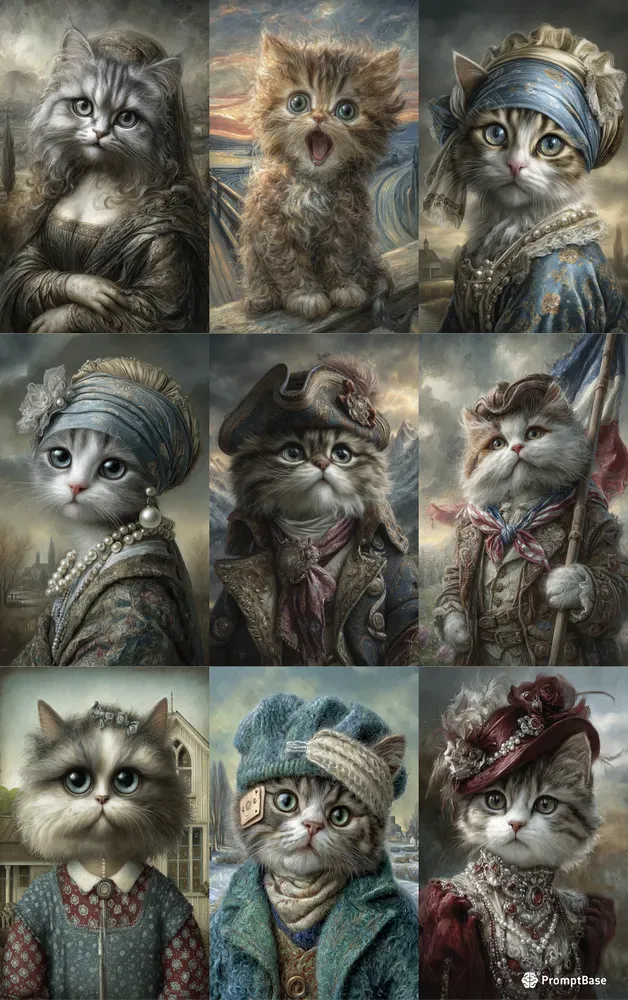 Classic Museum Cat Portraits