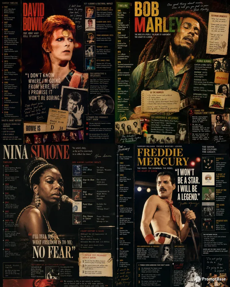 Information Posters About Music Stars