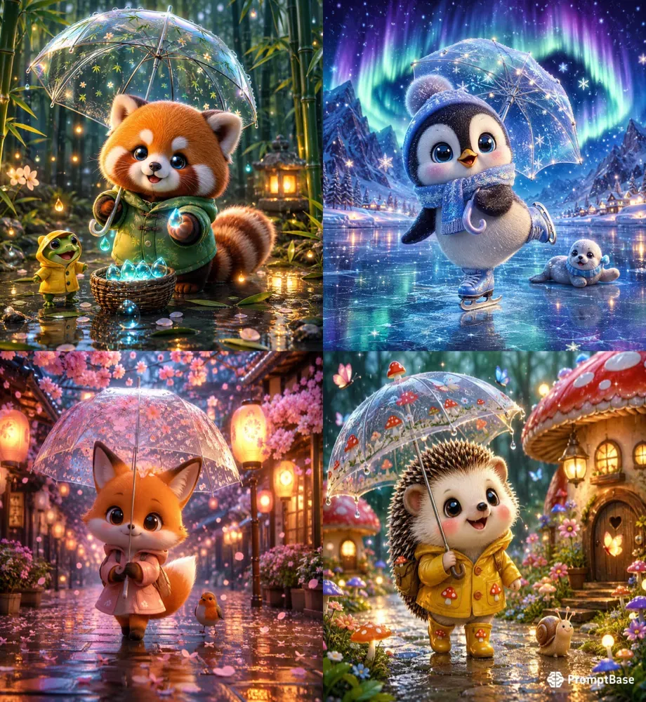 Whimsical Rainy Kawaii Worlds