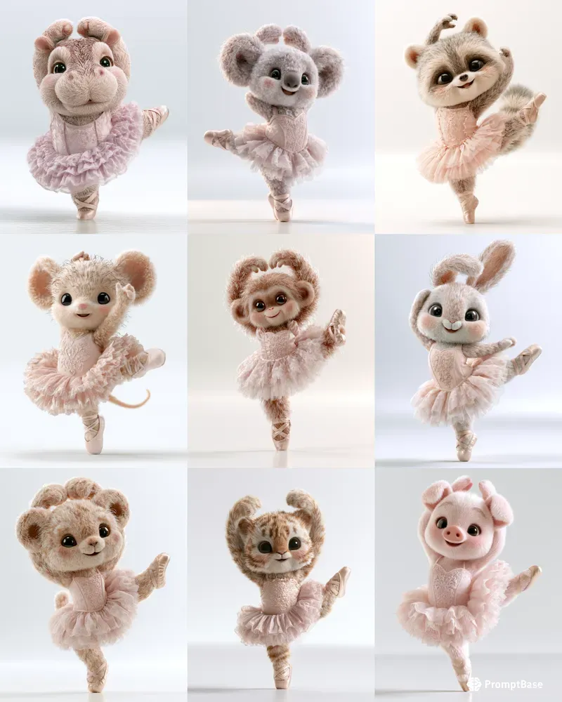 Cute 3D Animal Ballerinas