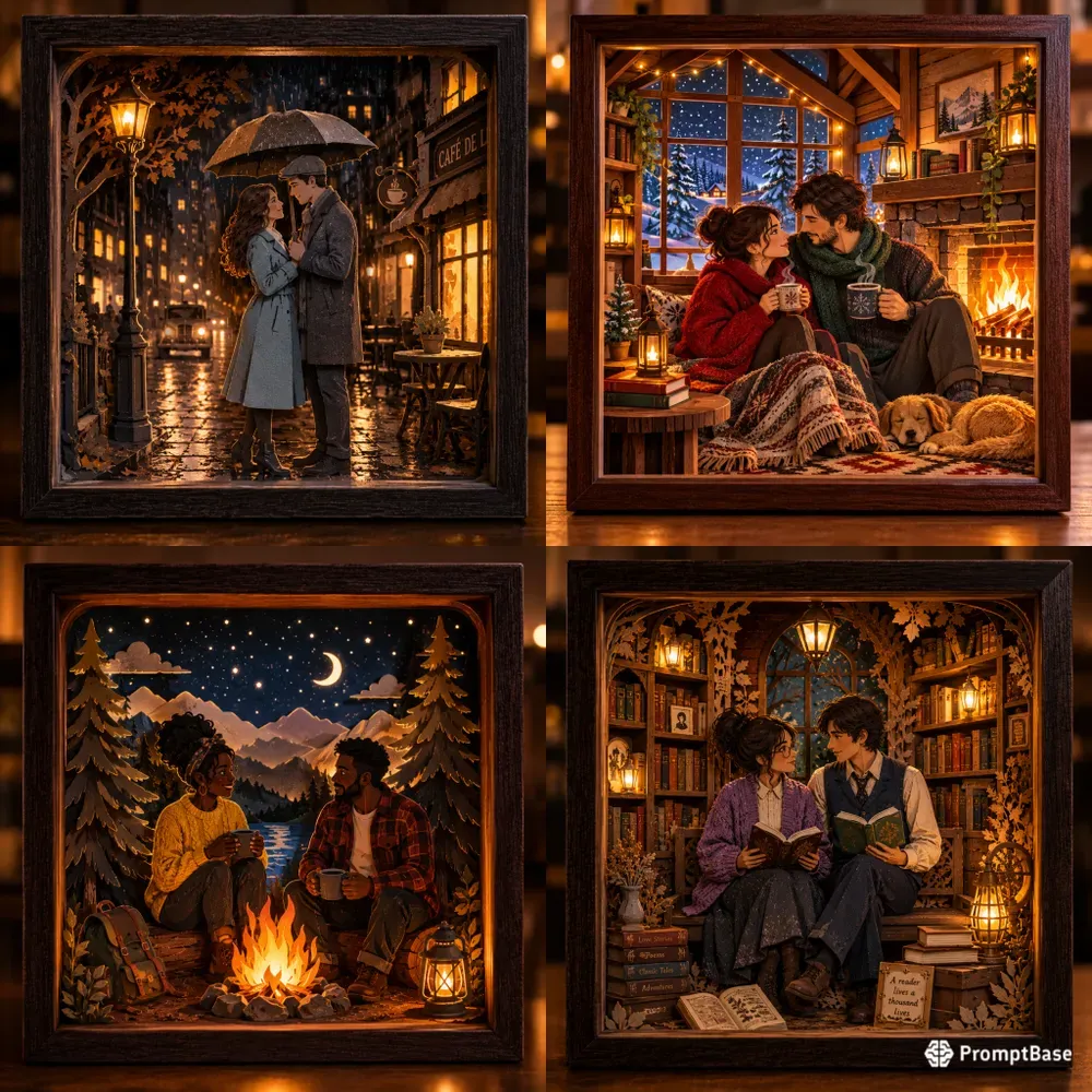 Aesthetic Couple Diorama Lightbox Art