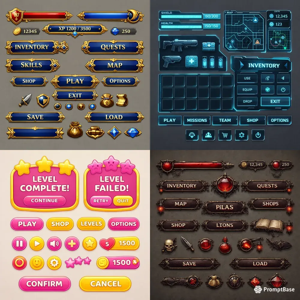 Indie Game UI Hud Asset Kits