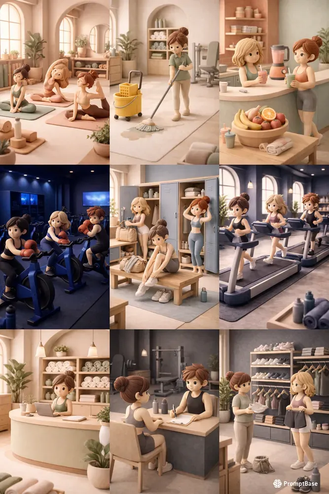 Elegant Claymation Gym Dioramas