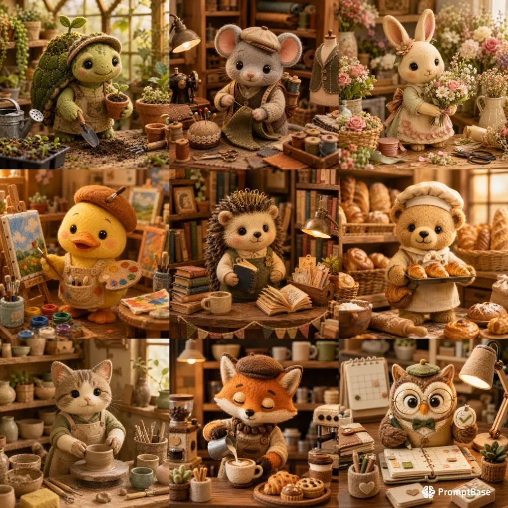Felt Animal Job Scenes