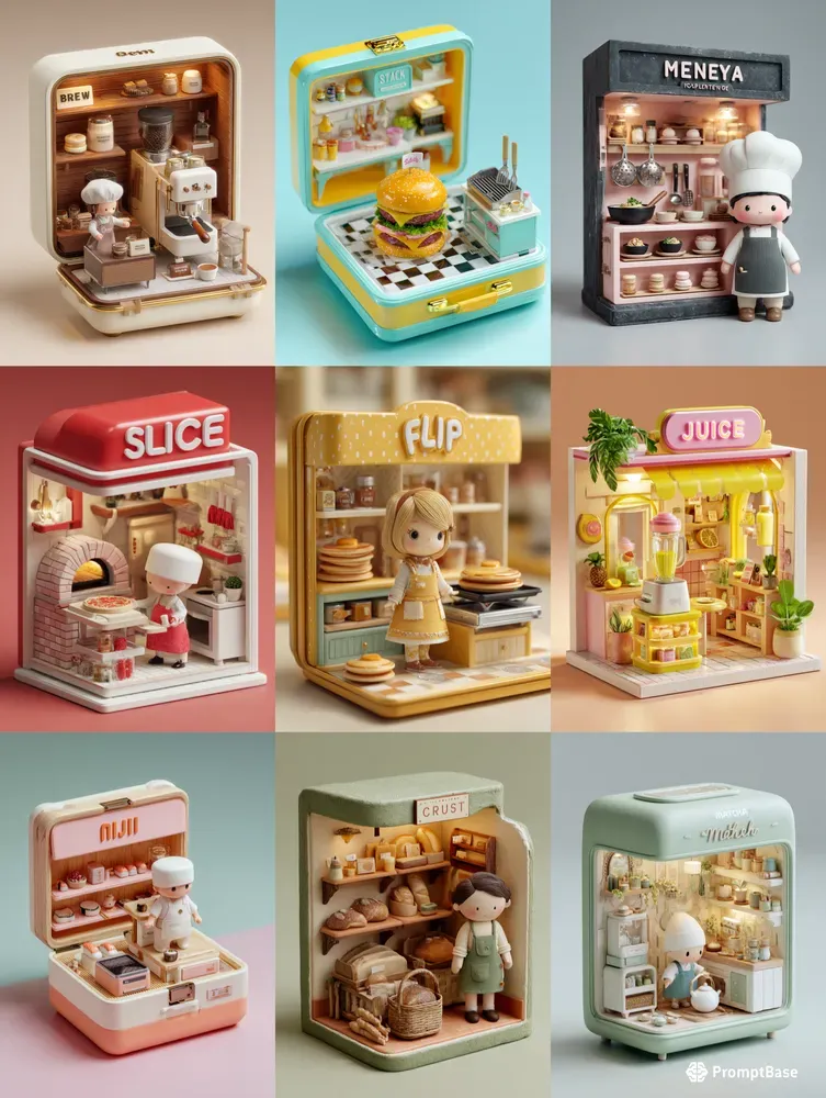 3D Isometric Toy Box Kitchen Dioramas