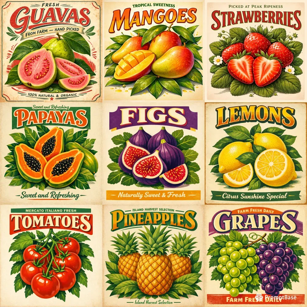 Vintage Fruit Market Posters