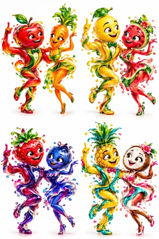 Abstract Dancing Mascot Couples