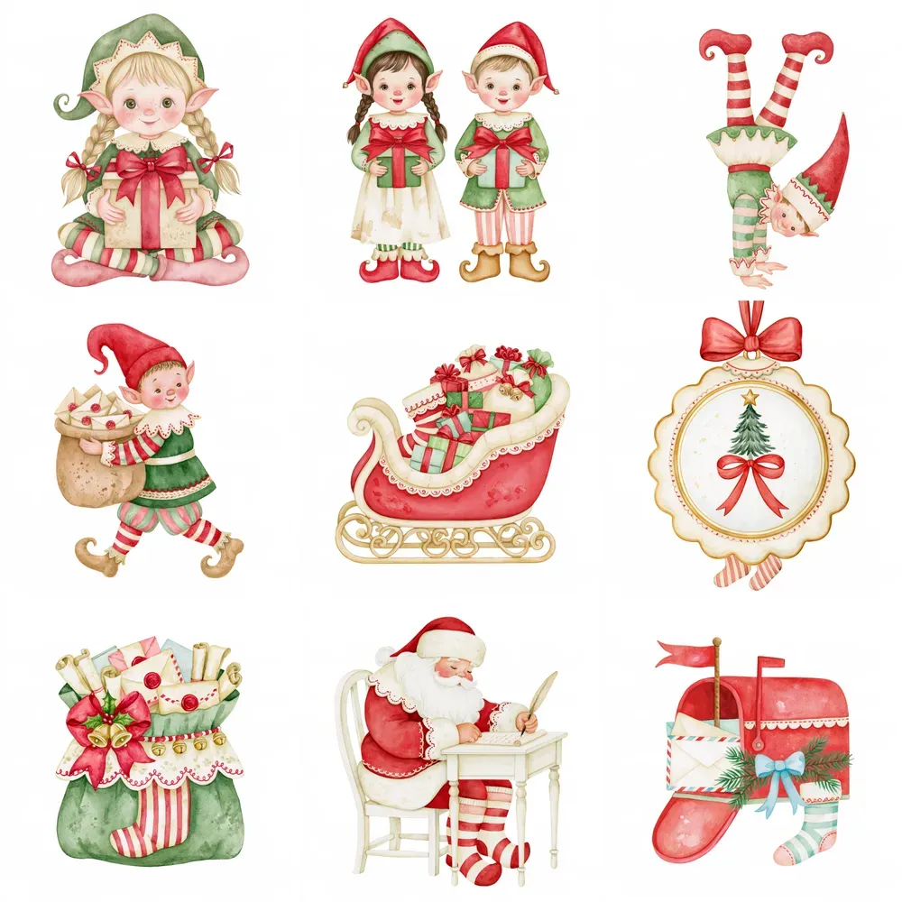 North Pole Storybook Watercolor Clipart