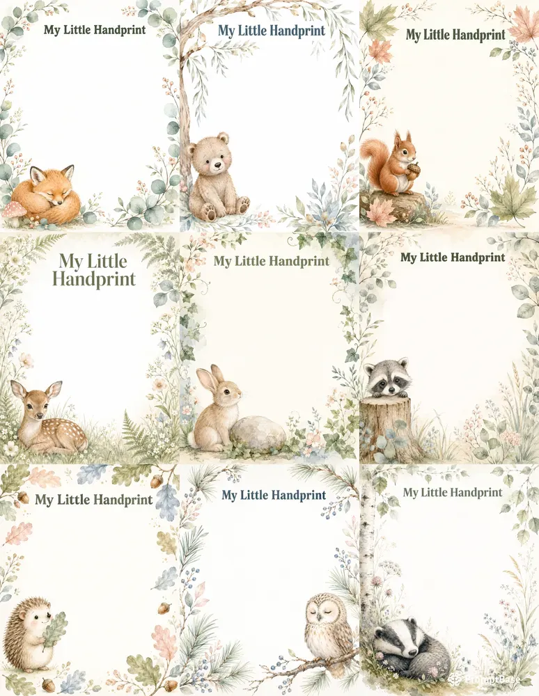 Woodland Baby Handprint Keepsakes