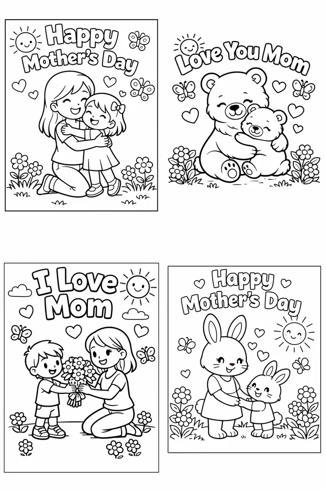 Cute Mothers Day Coloring Pages