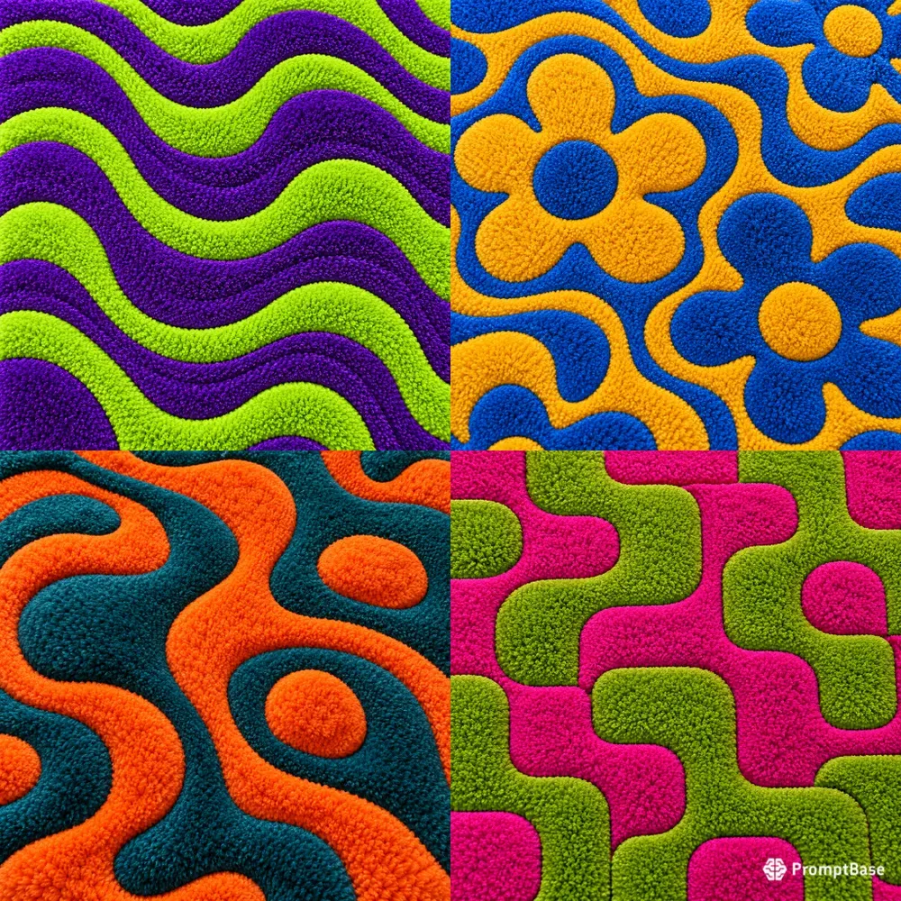 Retro Groovy Tufted Rug Design Assets