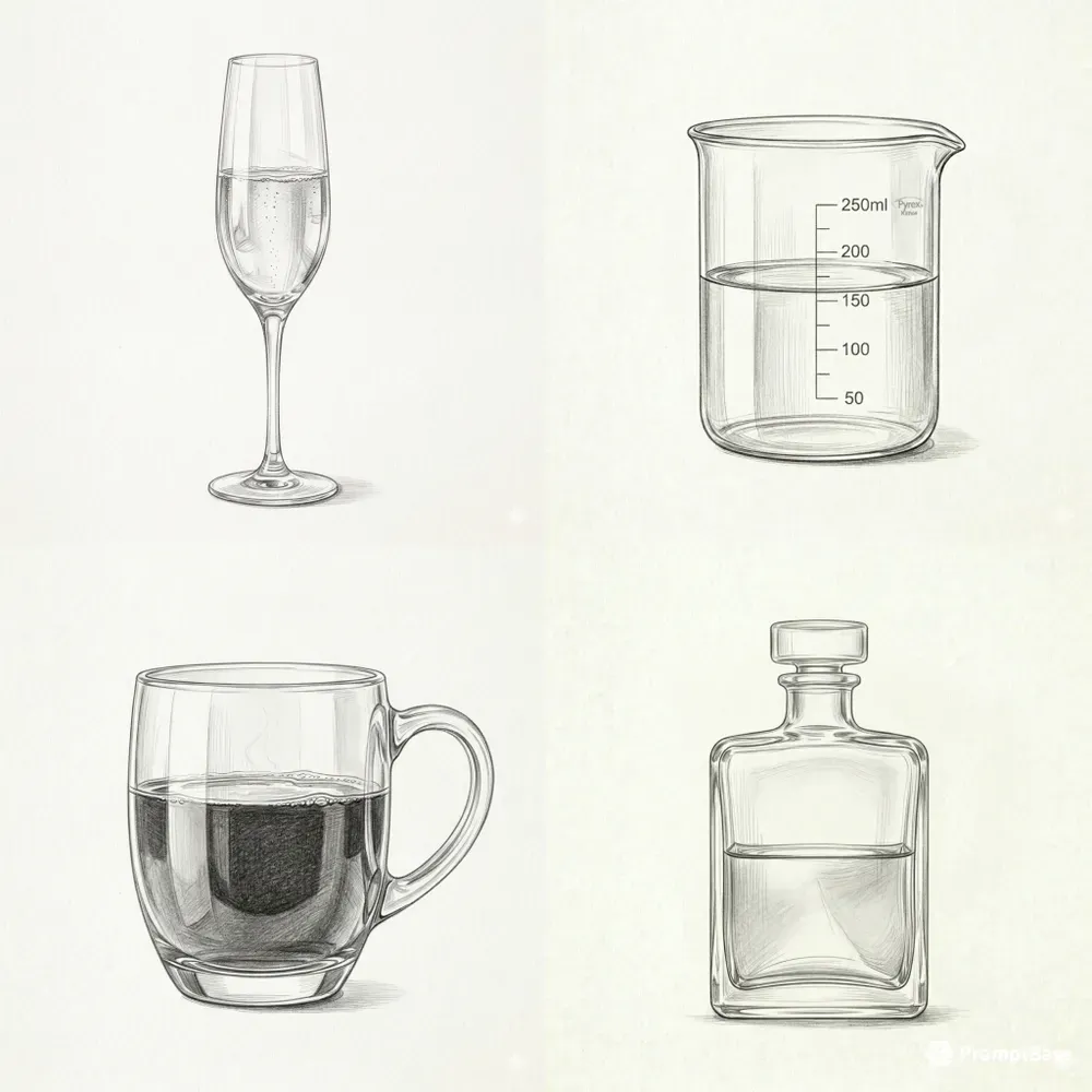 Minimal Liquid Container Sketches